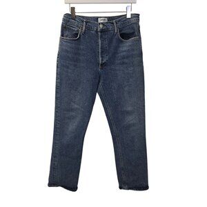 Agolde Riley High Rise Straight Crop Jeans in Frequency Wash Size 30